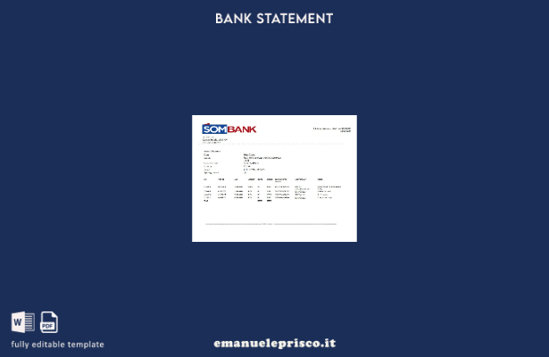 modello word di estratto conto bancario Somalia Sombank in stile verificato